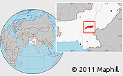 Gray Location Map of Jakobabad, highlighted country