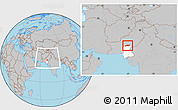 Gray Location Map of Jakobabad, highlighted parent region, within the entire country