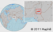 Gray Location Map of Jakobabad, hill shading