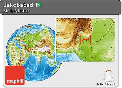 Physical Location Map of Jakobabad