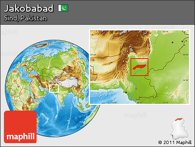 Physical Location Map of Jakobabad