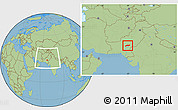 Savanna Style Location Map of Jakobabad, within the entire country