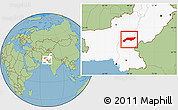 Savanna Style Location Map of Jakobabad, highlighted country