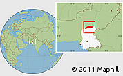Savanna Style Location Map of Jakobabad, highlighted parent region
