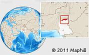 Shaded Relief Location Map of Jakobabad, highlighted parent region