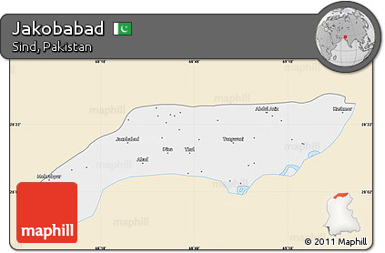 Classic Style Map of Jakobabad, single color outside