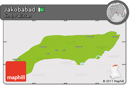 Physical Map of Jakobabad, cropped outside