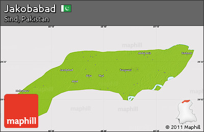 Physical Map of Jakobabad, cropped outside