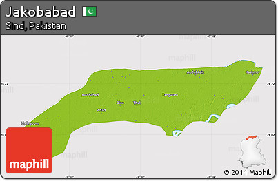 Physical Map of Jakobabad, cropped outside
