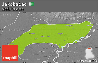 Physical Map of Jakobabad, desaturated