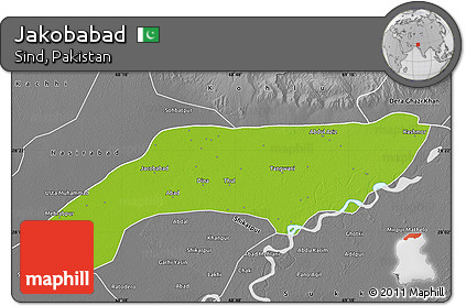 Physical Map of Jakobabad, desaturated