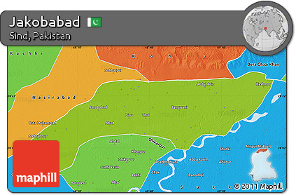 Physical Map of Jakobabad, political outside
