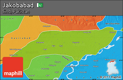 Physical Map of Jakobabad, political outside