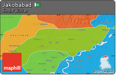 Physical Map of Jakobabad, political outside