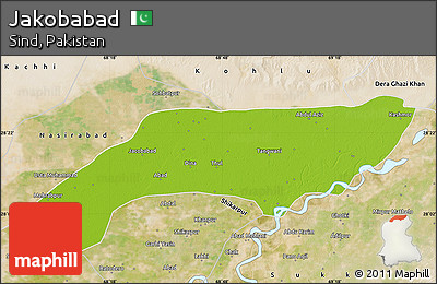 Physical Map of Jakobabad, satellite outside