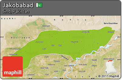 Physical Map of Jakobabad, satellite outside