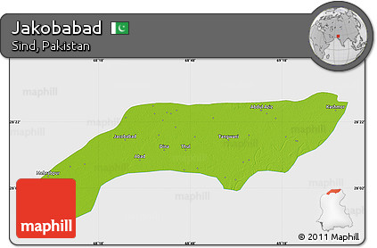Physical Map of Jakobabad, single color outside