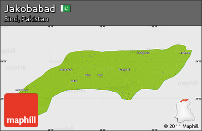 Physical Map of Jakobabad, single color outside