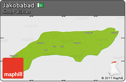 Physical Map of Jakobabad, single color outside