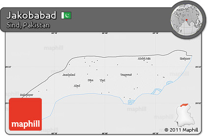 Silver Style Map of Jakobabad, single color outside