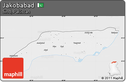 Silver Style Map of Jakobabad, single color outside