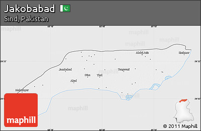 Silver Style Map of Jakobabad, single color outside