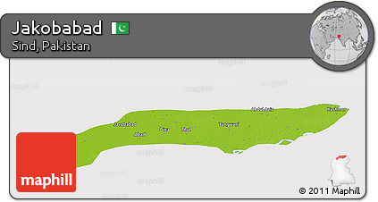 Physical Panoramic Map of Jakobabad, cropped outside