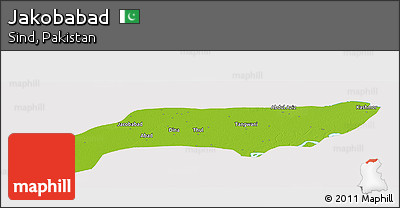 Physical Panoramic Map of Jakobabad, cropped outside