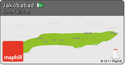 Physical Panoramic Map of Jakobabad, cropped outside