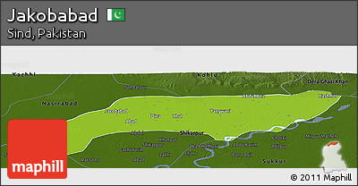 Physical Panoramic Map of Jakobabad, darken