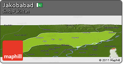 Physical Panoramic Map of Jakobabad, darken