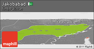Physical Panoramic Map of Jakobabad, desaturated
