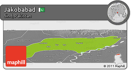Physical Panoramic Map of Jakobabad, desaturated