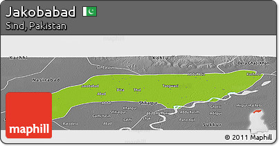 Physical Panoramic Map of Jakobabad, desaturated