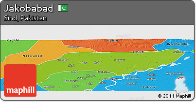 Physical Panoramic Map of Jakobabad, political outside