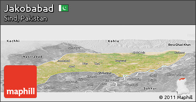 Satellite Panoramic Map of Jakobabad, desaturated