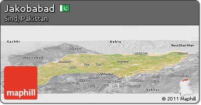 Satellite Panoramic Map of Jakobabad, desaturated