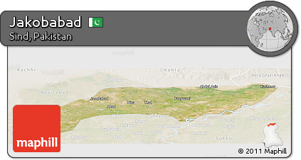Satellite Panoramic Map of Jakobabad, lighten
