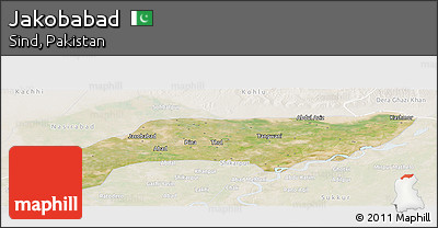 Satellite Panoramic Map of Jakobabad, lighten