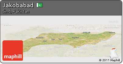 Satellite Panoramic Map of Jakobabad, lighten