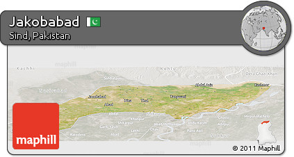 Satellite Panoramic Map of Jakobabad, lighten, semi-desaturated