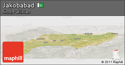Satellite Panoramic Map of Jakobabad, lighten, semi-desaturated