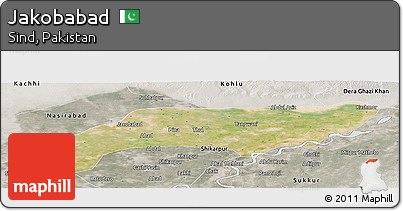 Satellite Panoramic Map of Jakobabad, semi-desaturated