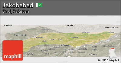 Satellite Panoramic Map of Jakobabad, semi-desaturated