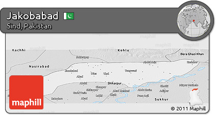 Silver Style Panoramic Map of Jakobabad
