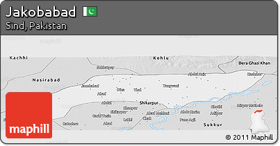 Silver Style Panoramic Map of Jakobabad