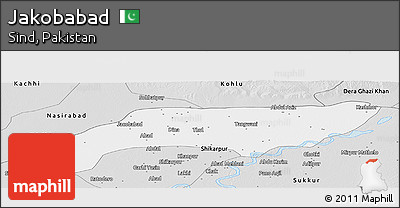 Silver Style Panoramic Map of Jakobabad