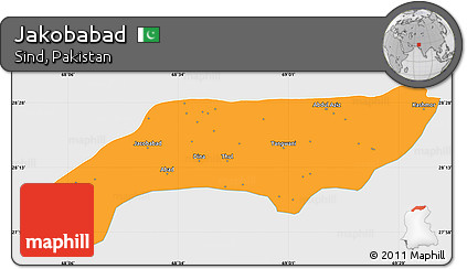 Political Simple Map of Jakobabad, single color outside
