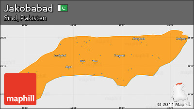 Political Simple Map of Jakobabad, single color outside