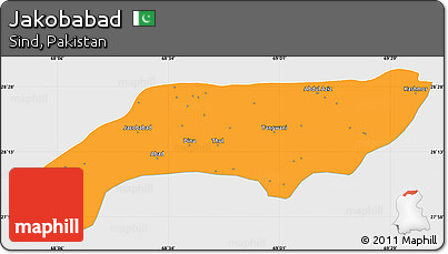 Political Simple Map of Jakobabad, single color outside